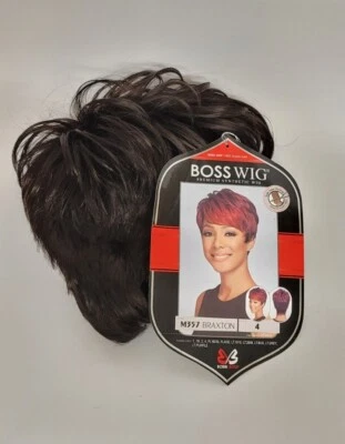 BOBBI BOSS Fixie Short Cut Wig Dark Brown Premium Synthetic- M357 BRAXTON NWT - Image 1 of 4