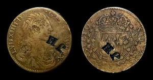 Conseil du Roi Louis XIV - Contremarque J H - Cuivre F241 - Bild 1 von 1