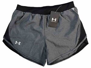 NWT Under Armour Women's Fly By 2.0 Running Shorts Black Gray Heather Size XS