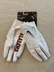 Nike Superbad 5.0 Alabama Crimson Tide Padded Football Gloves White Size 3XL NWT - Picture 1 of 5