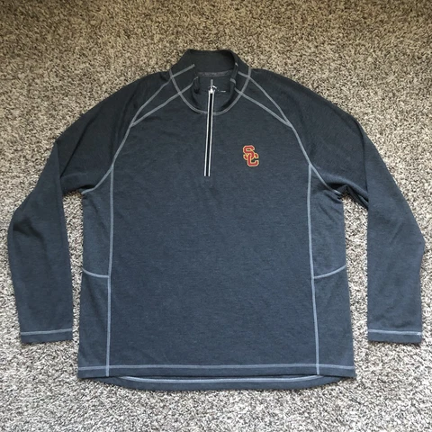 Tommy Bahama USC Trojans 1/4 Zip Long Sleeve Pullover Shirt Golf Grey Size XXL Cover
