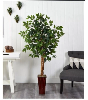 Árbol artificial ficus casi natural de 5,5' en maceta de bambú T4103501 Foto 1 de 4