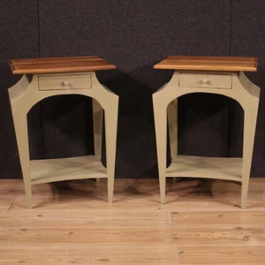 Pair of nightstands design 80s furniture  20th century 2 bedside tables vintage - Picture 1 of 12