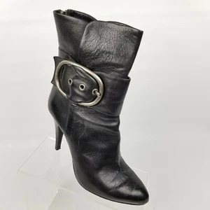 Boutique 9 Mila Womens Boots Black Leather Mid Calf Heels Zipper Size 8 - Picture 1 of 10