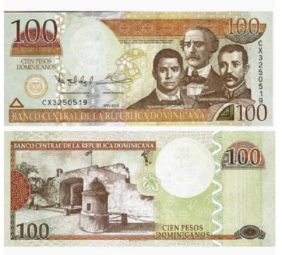 2011-2013 Dominican Republic 100 Pesos P-184 UNC New Banknote - Image 1 of 2