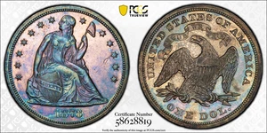 1873 $1 Seated Liberty SILVER DOLLAR Genuine - UNC Details (Cleaned) PCGS Toned - Picture 1 of 8