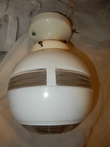 Original Mid Century Art Deco Globe with Saturn Design on White Porcelain Fitter Cover