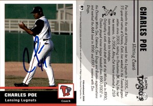 Charles Poe Signed 2005 Grandstand Lansing Lugnuts #27 Card Auto
