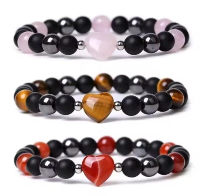 Regalo Nueva gema amatista pulsera cuentas elásticas amor l piedra curativa Foto 1 de 4