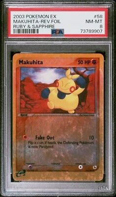 Pokémon TCG Makuhita EX Ruby and Sapphire 58/109 Reverse Holo Common PSA 8 NM-MT - Image 1 of 2