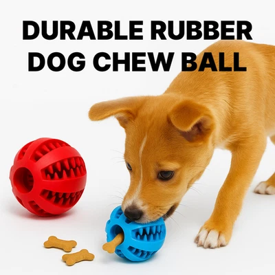 Durable Pet Treat Ball – Teeth Cleaning, Chew & Play Toy (7cm, Red/Blue) - Image 1 of 4