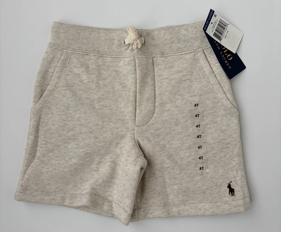 Shorts Polo Ralph Lauren Masculino Cinza Urze Lã Forrado Cordão Tamanho 4T Novo com etiquetas  - Imagem 1 de 4
