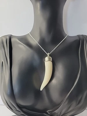 Collar Colgante Cuerno Tono Plata Vintage Estilo Boho Tribal Joyería Unisex Foto 1 de 4