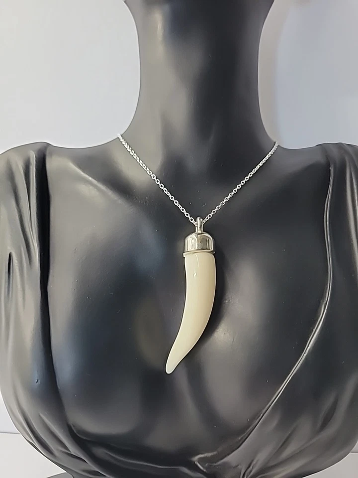 Collar Colgante Cuerno Tono Plata Vintage Estilo Boho Tribal Joyería Unisex Foto 1 de 4