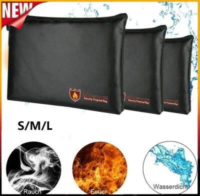 UK Fireproof Waterproof Document Bag Silicone Coated Fiberglass Safe Money Bag - Image 1 of 4
