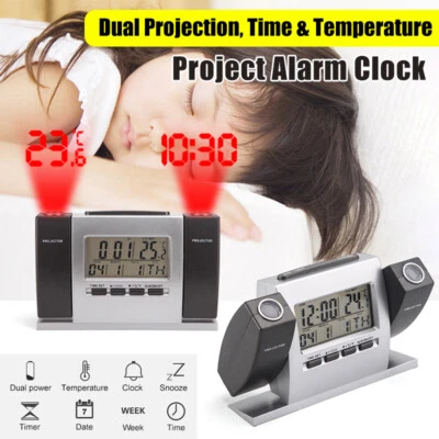 Projection Alarm Clock LCD Multi-function Time Temperature Display Snooze Clock - Image 1 of 4