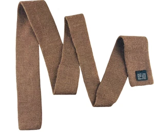 VTG Italian 100% Wool Knit Crochet Neck Tie Square End Light Brown Skinny Sock - Picture 1 of 4