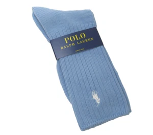 Ralph Lauren Polo Pony Damen Stiefelsocken Baumwollmischung Rippstrick weich blau - NEU - Bild 1 von 1