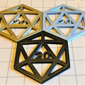 D20 Dice Coaster. Dungeons and Dragons, plastica stampata in 3D. DND regalo di Natale - Foto 1 di 4