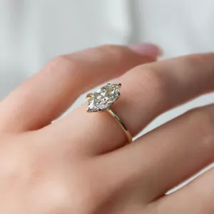 2,50 Karat Marquise-Schliff Lab Created Diamant Ring 14k Gelbgold FN - Bild 1 von 6