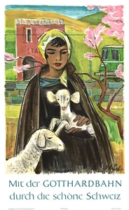Mit der Gotthardbahn durch die schöne Schweiz ORIG. schweizer Reiseplakat 1959 - Picture 1 of 1