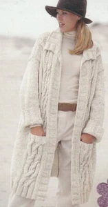 Long line coat cardigan jacket ladies knitting pattern copy 12 ply chunky - Picture 1 of 2