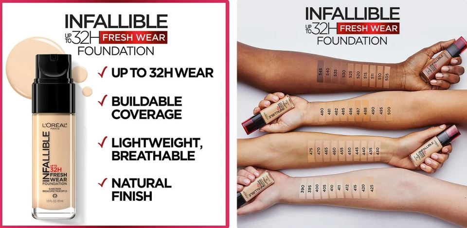 L'Oreal Infallible Fresh Wear Foundation + Vitamin C ~ 1 FL OZ~ YOU CHOOSE SHADE - Image 1 of 1