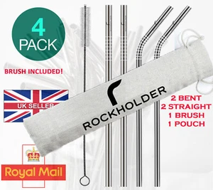 Edelstahl Metall Strohhalm Trinkhalme Home Party Bar UK waschbar Set Etui - Bild 1 von 10