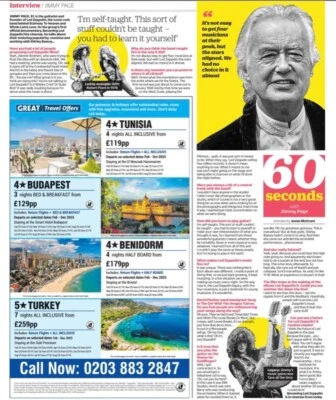 Jimmy Page Led Zeppelin Entrevista Nueva Película Robert Plant Recorte de Periódico 2025 Foto 1 de 2