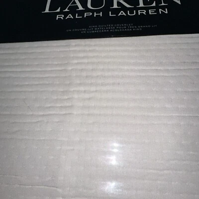 RALPH LAUREN KING 1 pieza SPENCER "MATELASSE" BLANCO PICK STITCH COBERTOR nuevo en paquete $385 Foto 1 de 4