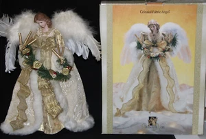 GRANDEUR NOEL PORCELAIN FABRIC ANGEL TREE TOPPER - Picture 1 of 24