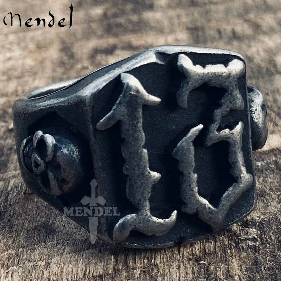 MENDEL Gothic Mens Biker Skull Number 13 Ring For Men Stainless Steel Size 7-15 - Image 1 of 4