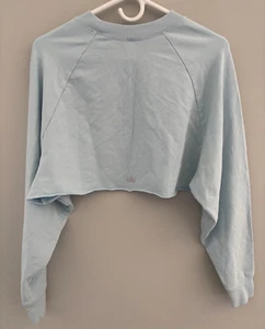 ALO Yoga Double Take Cropped Pullover Light Blue Women's SMALL - Picture 1 of 4