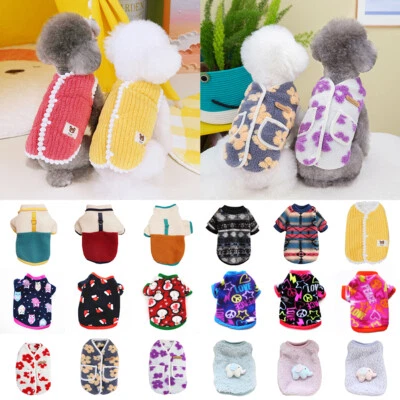 Small Dog Clothes Pet Chihuahua Winter Warm Fleece Vest Cartoon Puppy Cat Coat ! - Image 1 of 4