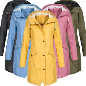 Womens Waterproof Raincoat Ladies Outdoor Hiking Wind Rain Forest Jacket Coat