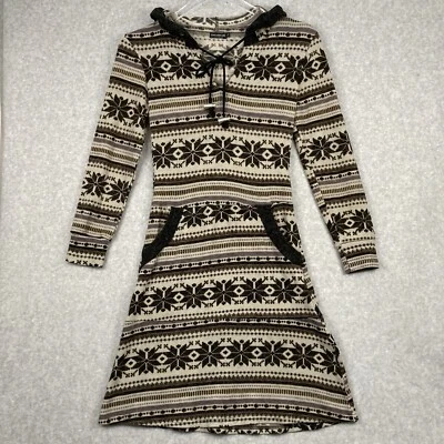 Vestido Suéter Earthbound Para Mujer Pequeño Marrón Tejido Azteca Sudadera con Capucha Nórdico Tribal Usado en Excelente Condición Foto 1 de 4