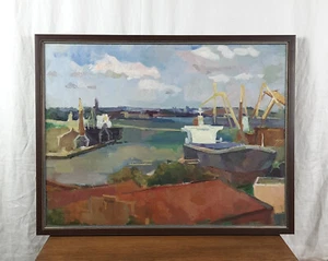 Odesa Seaport, Dipinto Vintage, Dipinto ad Olio Originale, Artista Ucraino Lilo - Foto 1 di 12