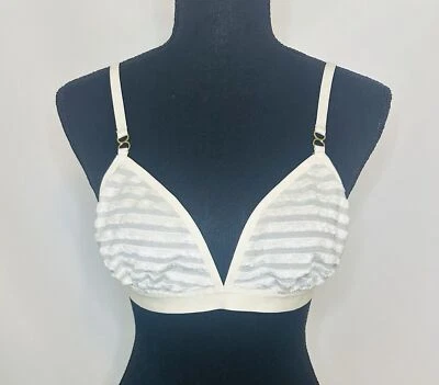 Bralette AERIE Terciopelo Malla Rayas Triángulo Marfil TALLA MEDIANA NUEVO CON ETIQUETAS Foto 1 de 4