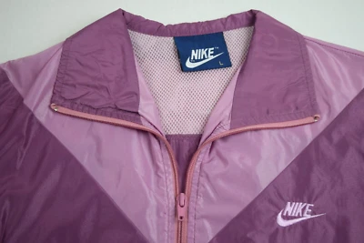复古耐克风衣夹克尺寸 M/L 80s 2Tone Mauve 刺绣标志蓝色 Tg — 第 1/4 张图片