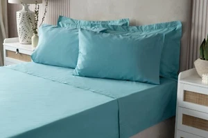 Ropa de cama de polialgodón de 200 hilos de Belledorm todas las tallas en verde azulado - Imagen 1 de 1