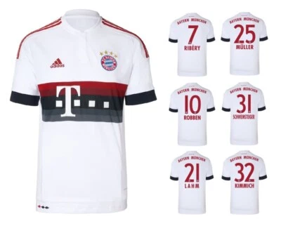 Trikot Adidas FC Bayern München 2015-2016 Away I Auswärts FCB + Spielernummer - Bild 1 von 4