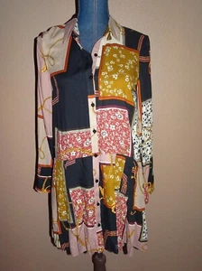 ZARA TRF Collection Multicolored Patchwork Prints Pleated Tunic Top Size S NWT - Picture 1 of 4