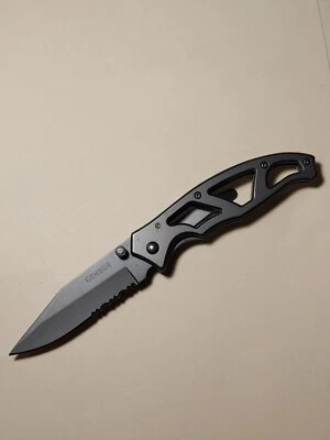 Gerber Folding Pocket Knife Paraframe Gray with Serrated Blade - Image 1 of 4
