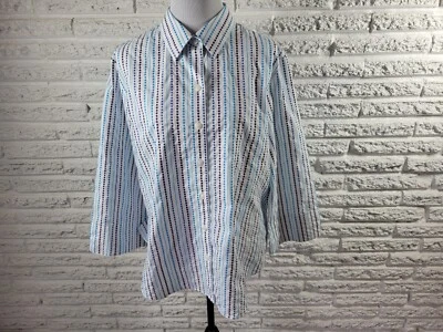 Westbound Womens Top Extra Large Long Sleeve Wrinkle Free Blue Dot Stripe Casual - Image 1 of 4