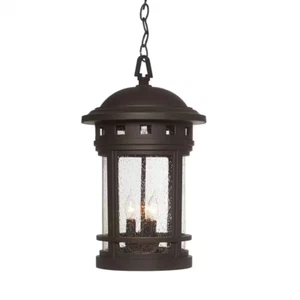 Sedona 3-Light Oil Rubbed Bronze Outdoor Hanging Lamp with Clear Seedy Glass Sha - Picture 1 of 12
