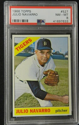 1966 TOPPS #527 JULIO NAVARRO PSA 8 BASEBALL CARD HIGH NUMBER  - Image 1 of 2