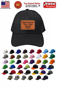 Custom Leather Patch Laser Engraved Unisex Baseball Cap, Adjustable Hat - Picture 1 of 134