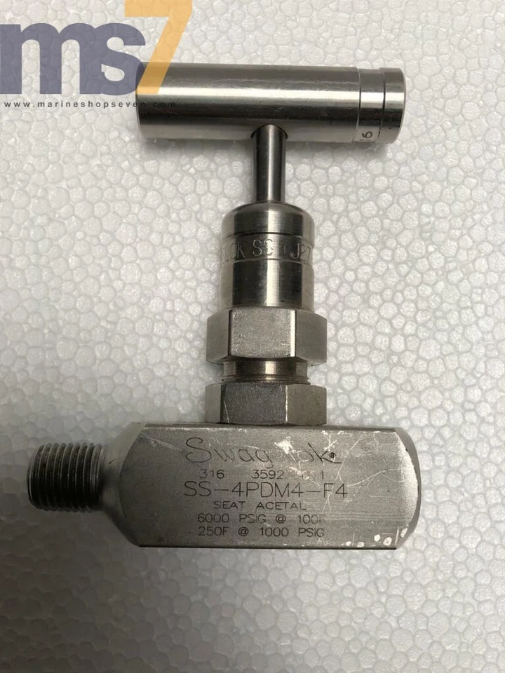 SWAGELOK SS-4PDM4-F4 STAINLESS STEEL NEEDLE VALVE 6000 PSIG 1/4" MNPT x1/4" FNPT - Image 1 of 3