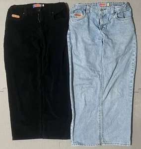 Lot Of 2 - Empyre Relax Jeans Sizes 25 & 26 Black Corduroy And Blue Denim Jeans - Picture 1 of 6