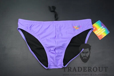 Speedo Men purple solar Pride Logo swim Brief Swimwear size 32 34 36 - Image 1 of 4